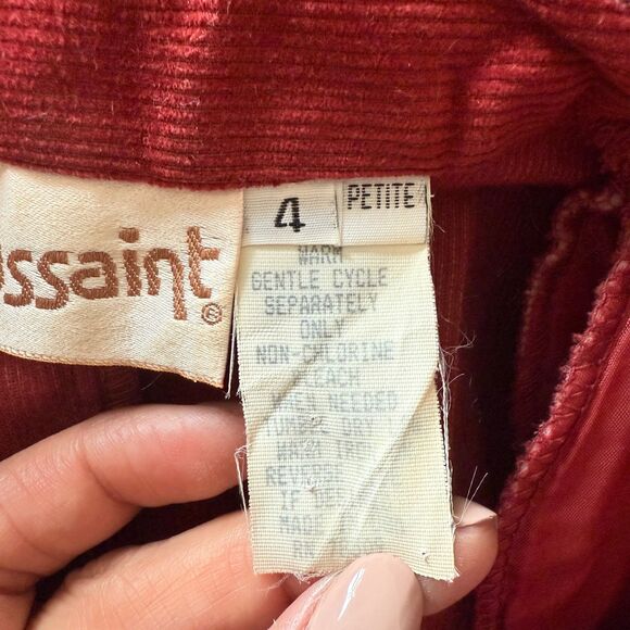 VTG Alain Toussaint Corduroy Midi Dress Rust Orange Long Sleeve Front Button 4P - Picture 4 of 8